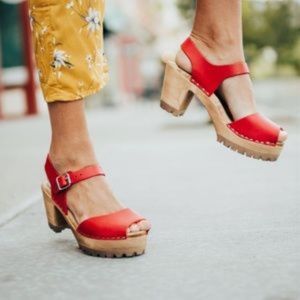 MIA shoes | GRETA Peep Toe Clogs in Red